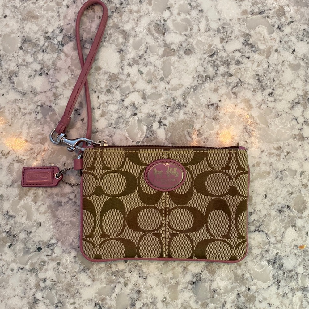 Coach dusty pink classic wristlet.